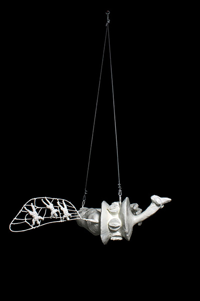 Lost sexuality from No Mind series/metal, plaster, toys, acrylic with transparent color coating, wire ropes/94.75.28 cm/2009