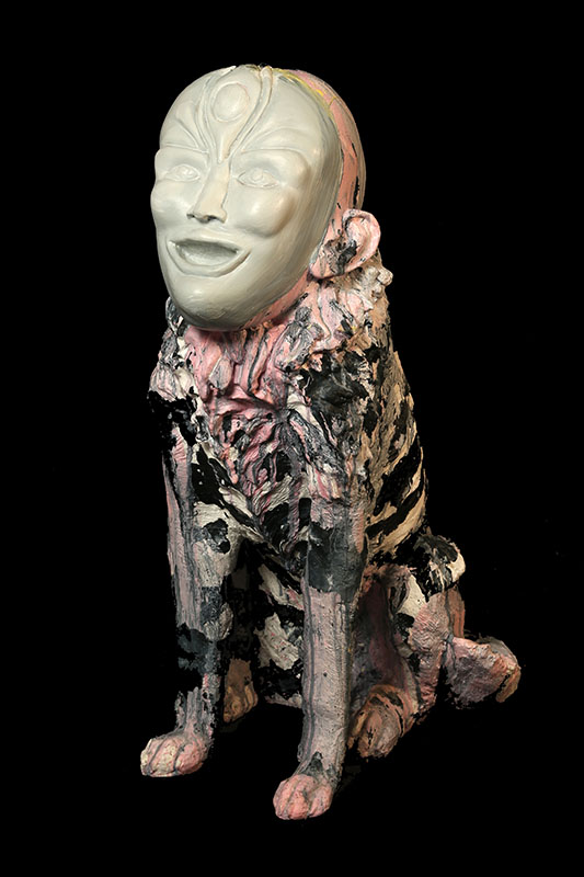 The human-dog/fiberglass, synthetic resin, acrylic with transparent color coating/ 80.40.60cm/ 2014
