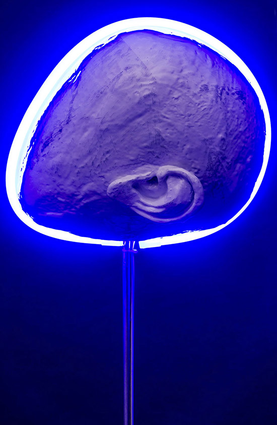 Untitled from Self Portrait series/metal, plaster, synthetic resin, stainless steel, neon LED, car paint with transparent color coating/ 35.32.100 cm/2012