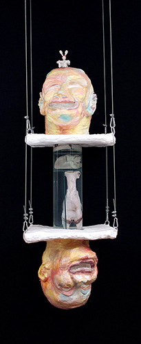 Duality of one essence/plaster, glass, sheep and cow entrails, formalin, wire, hook, modeling paste, acrylic paint/48.43.137 cm/2009