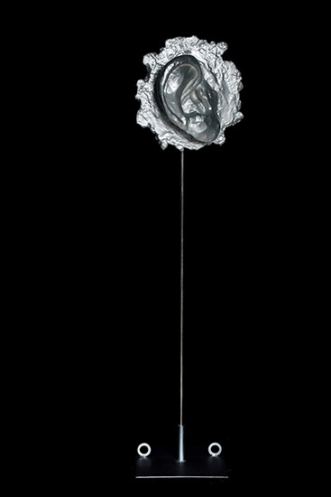 The ear from No Mind series/metal, plaster, synthetic resin, stainless steel, car paint/40.30.120 cm/2012