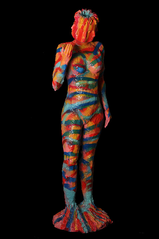 The multi face woman from Beyond me series/metal, fiberglass, synthetic Resin, acrylic Spray paint with Transparent Color Coating/ 50.30.170cm